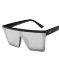 Oversized Square Sunglasses Women - BlackSilver / Free cloth