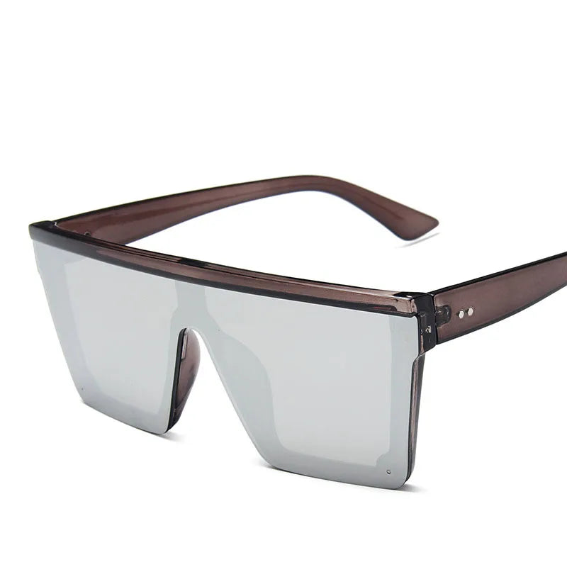 Oversized Square Sunglasses Women - GraySilver / Free cloth
