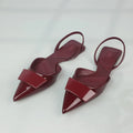 Patent Leather Women Flat Sandals - wine red / 38