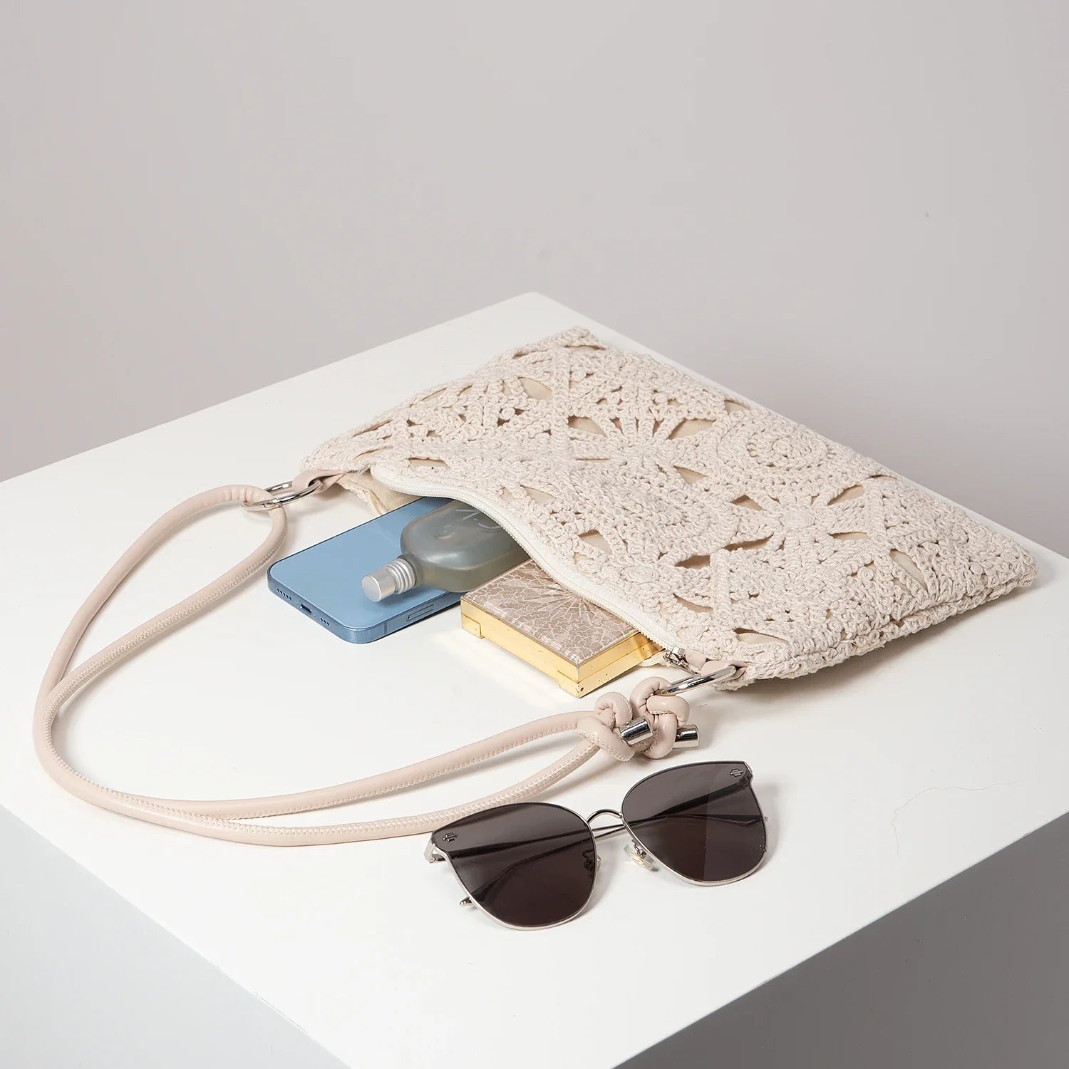 Pattern Hollow Knitting Shoulder Tote Bags for Ladies