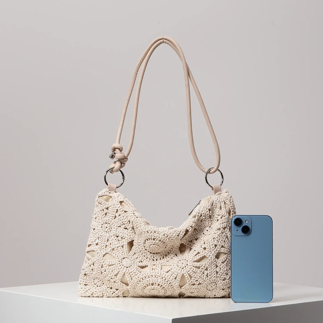 Pattern Hollow Knitting Shoulder Tote Bags for Ladies