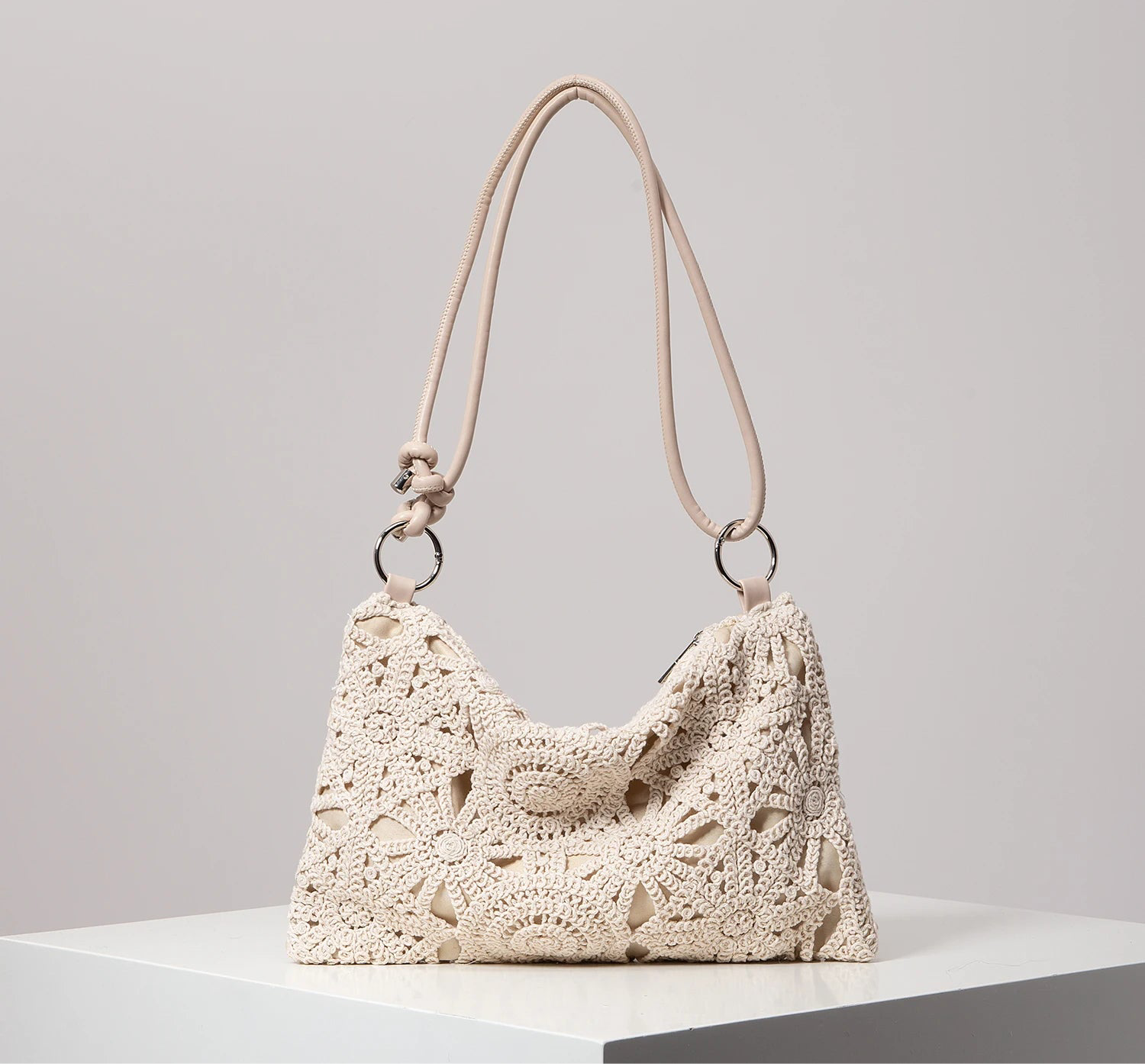 Pattern Hollow Knitting Shoulder Tote Bags for Ladies
