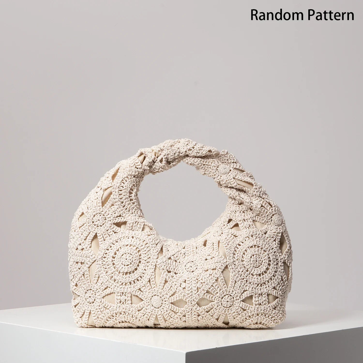 Pattern Hollow Woven Handbag Boemia Beach Bags for Women - Apricot 2