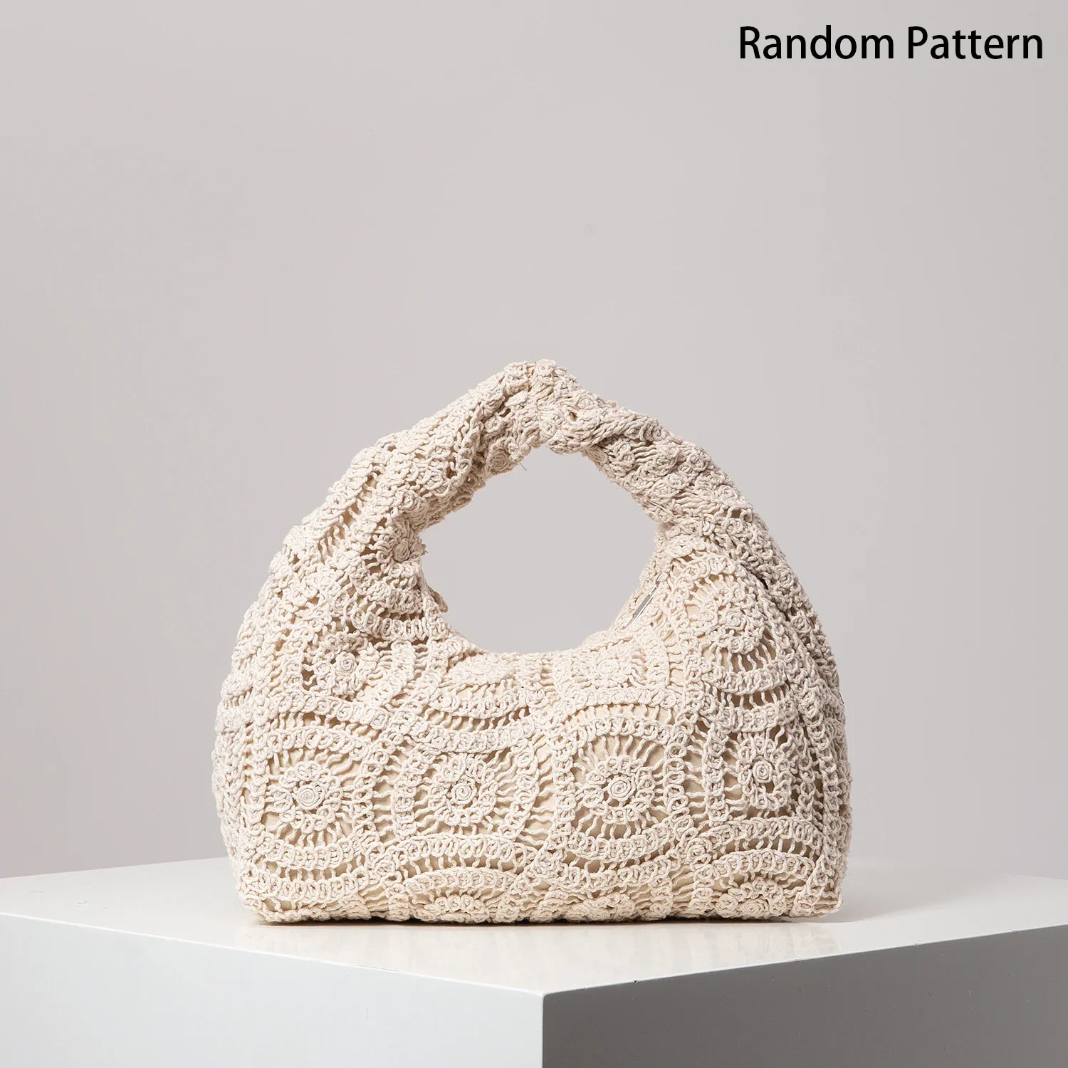 Pattern Hollow Woven Handbag Boemia Beach Bags for Women - Apricot 3