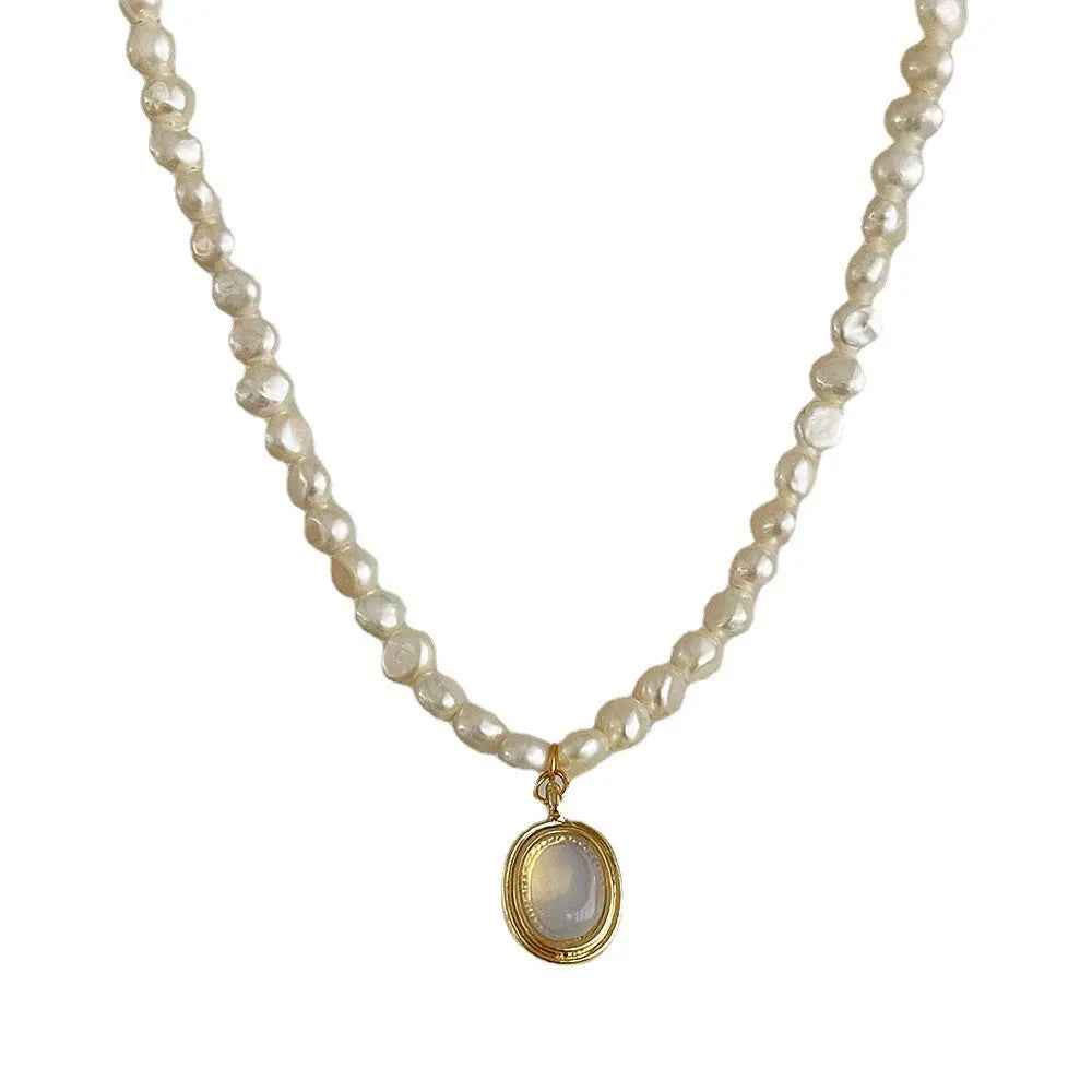 Pearl Clavicle Chain Jewelry Moonstone Pendant Necklace - Main Picture - electronic accessories