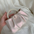 Pearl Handle Women Clutch Purse - pink