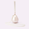 Pearl Oval Ball Beaded Long Chain Women Evening Box Clutch Bag