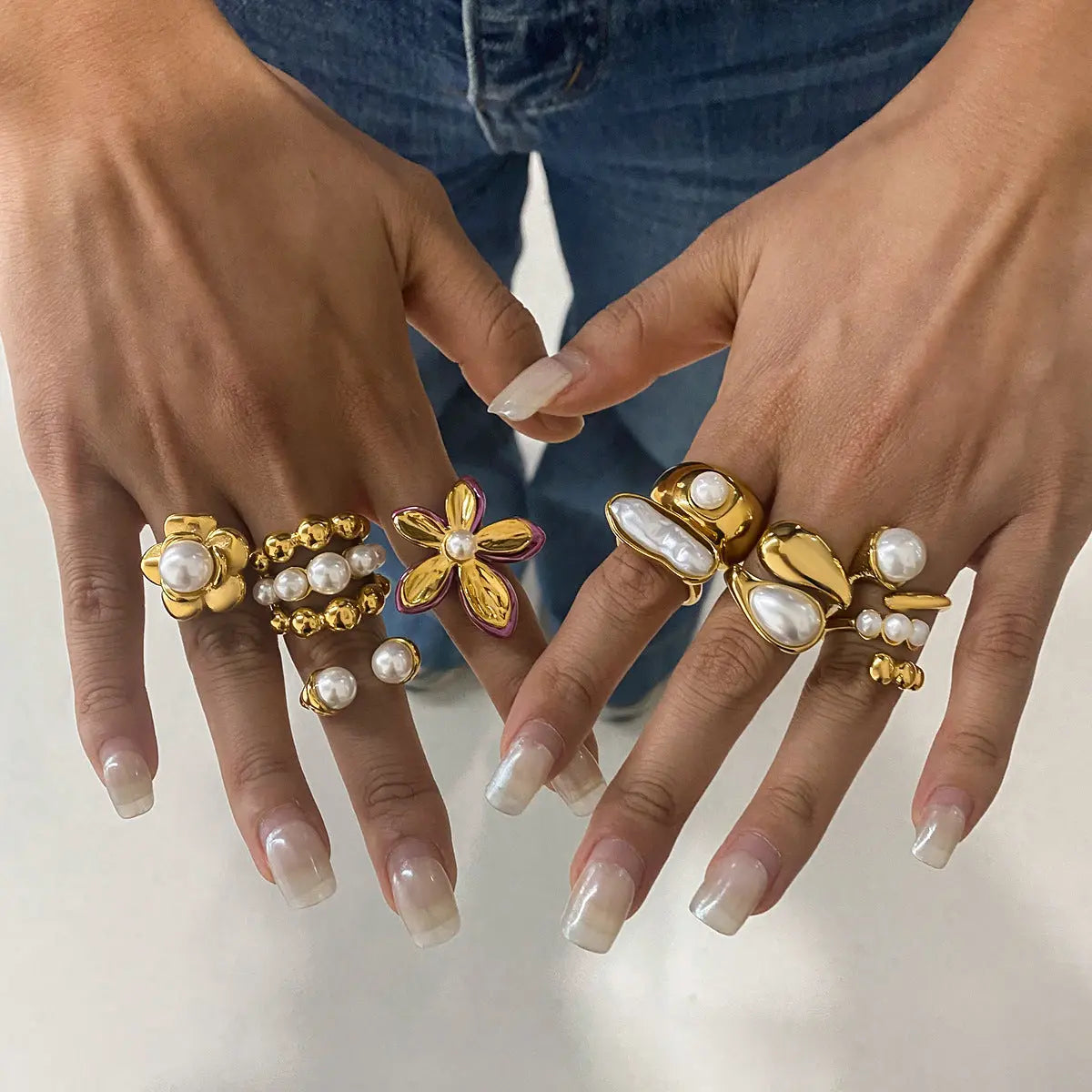 Pearl Ring Titanium Steel No Fading - electronic accessories