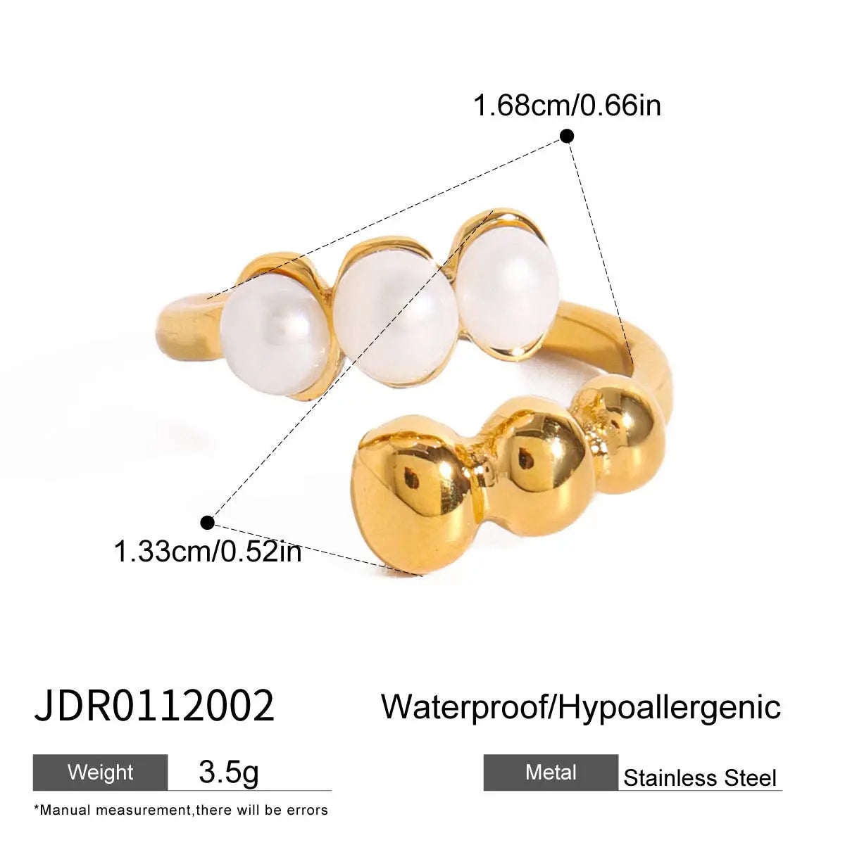 Pearl Ring Titanium Steel No Fading - JDR0112002 - electronic accessories