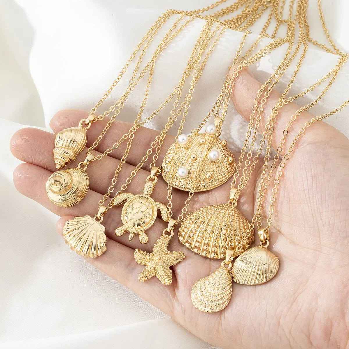 Pearl Shell Starfish Conch Pendant Necklace - Norellé