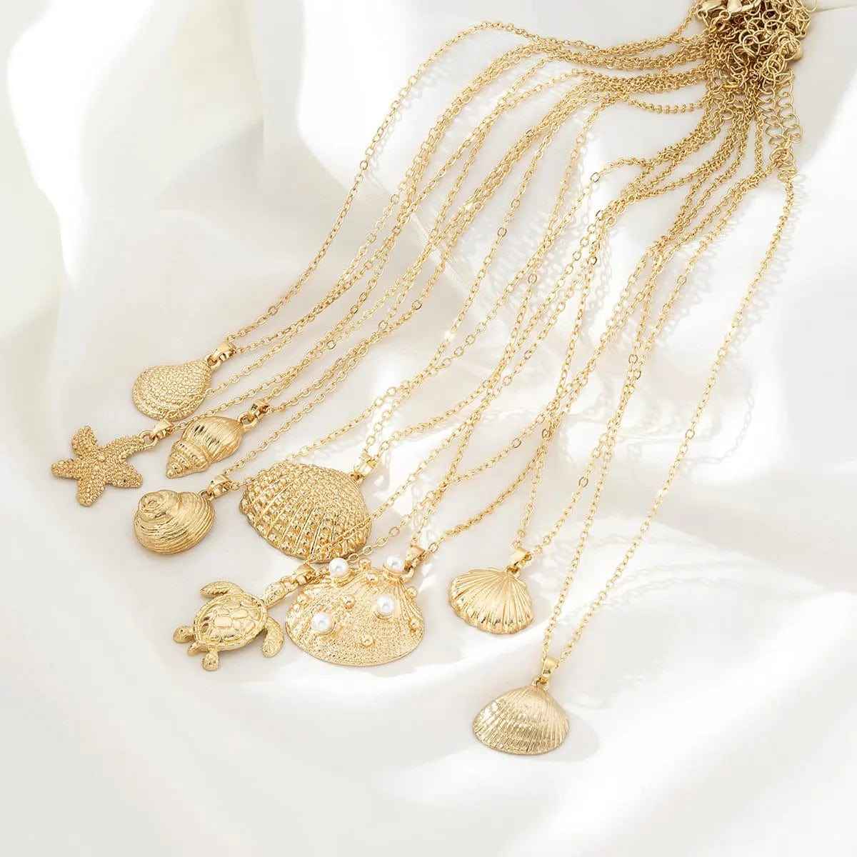 Pearl Shell Starfish Conch Pendant Necklace - Norellé