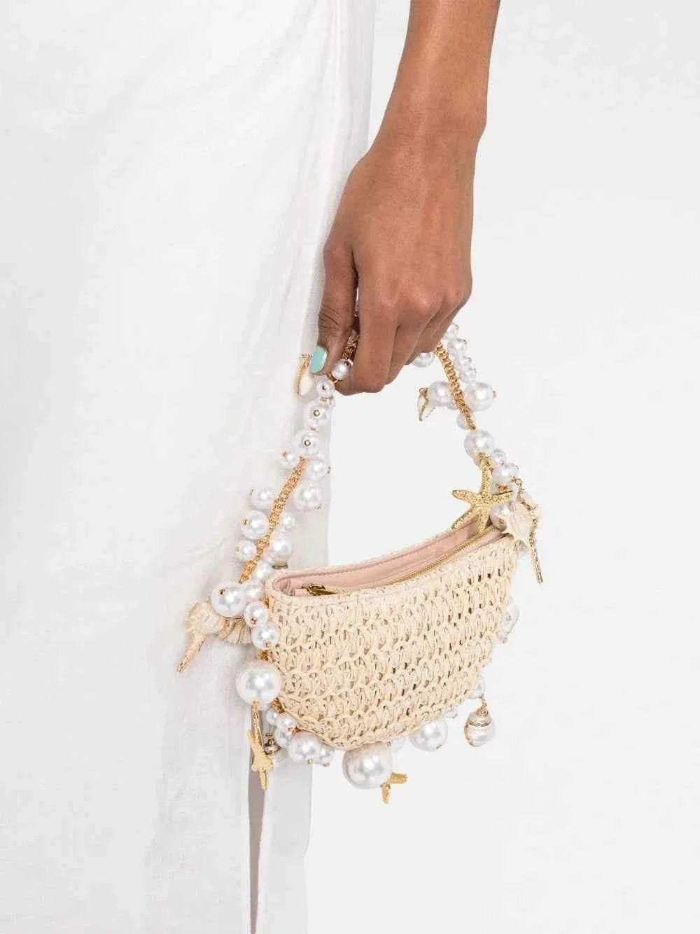 Pearl Straw Woven Women's Crossbody Bag