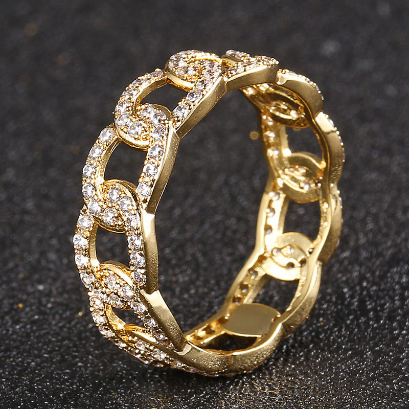 Personality Diamond Stud Cuban Ring Trendy Men And Women - electronic accessories