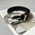 Personality Retro Metal Buckle Women’s Belt - Black Fashion Silver - Dress Shirts