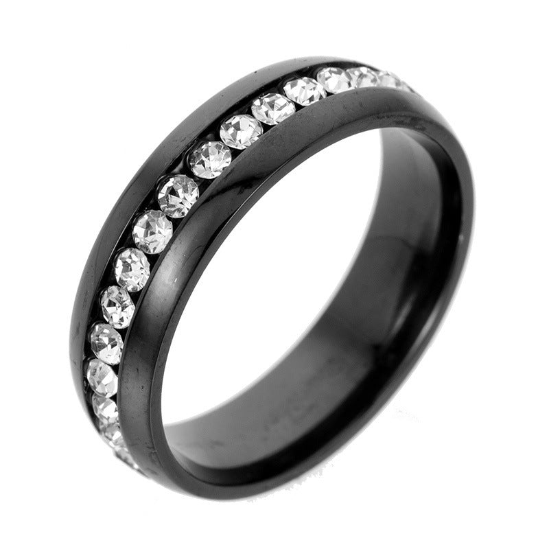 Personalized Fashion Single Row Diamond Ring Stainless Steel - Black / No 10 - electronic accessories