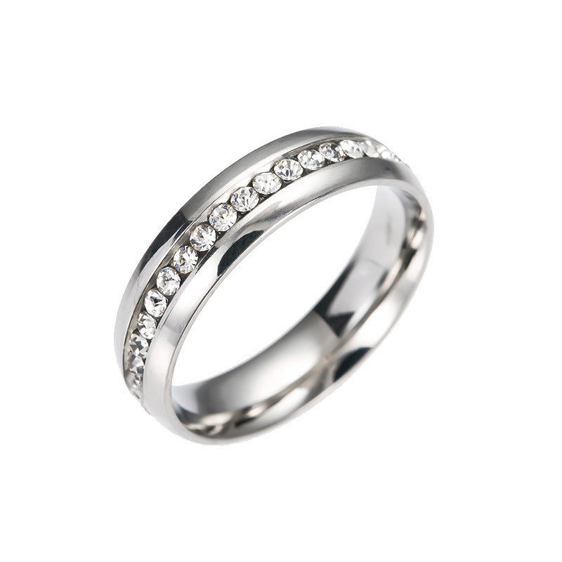 Personalized Fashion Single Row Diamond Ring Stainless Steel - Silver / No 10 - electronic accessories