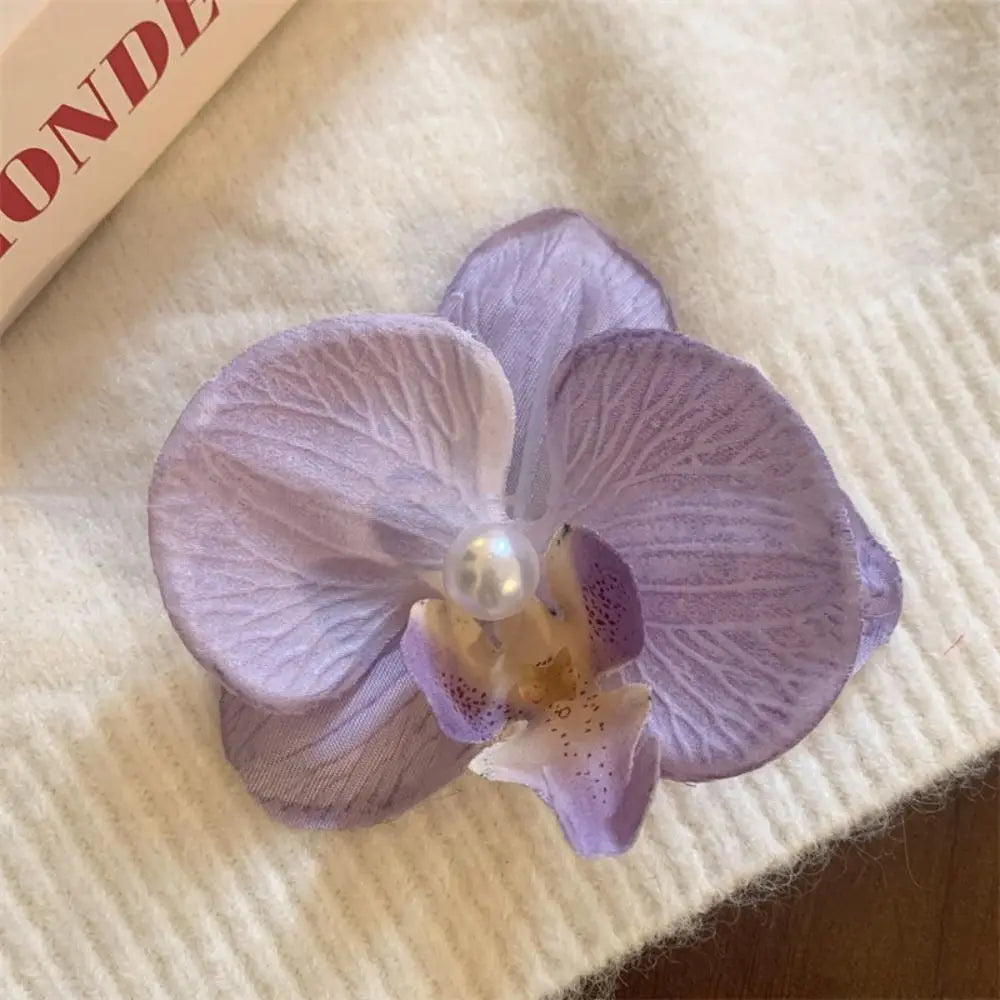 Pink Orchid Flower Hair Clip - C
