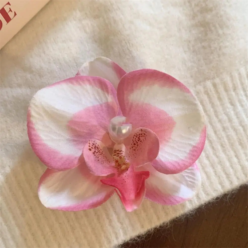 Pink Orchid Flower Hair Clip - F