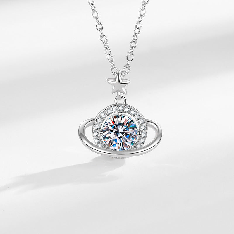 Planet Surround Necklace For Women XINGX Special-interest Design - White Gold Color - electronic accessories
