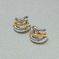 Plated Stainless Steel Double Color Irregular Hollow Line Ears Studs