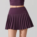 Pleated Tennis Skirt for Women - Plum Red / M