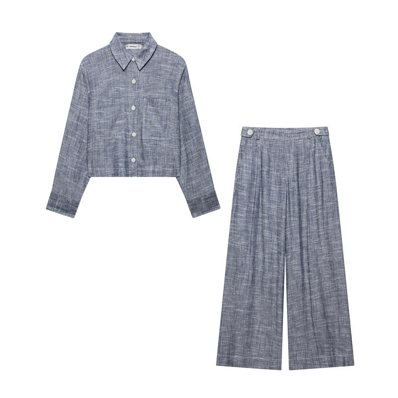 Pocket Decoration Short Shirt Trousers - Other