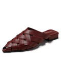 Pointed Toe Genuine Leather Slippers Women