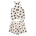Polka Dot Hanging Collar Top Pleated Decorative Casual Shorts - Other