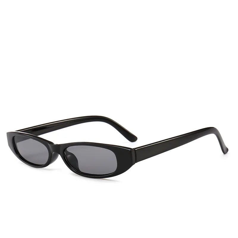 Popular Small Narrow Cat Eye Sunglasses Women - black / As shown