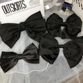 Premium Black Satin Barrettes Bow Hair Clip