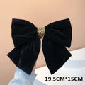 Premium Black Satin Barrettes Bow Hair Clip - style 19 / CN