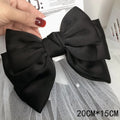 Premium Black Satin Barrettes Bow Hair Clip - style 6 / CN