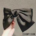 Premium Black Satin Barrettes Bow Hair Clip - style 7 / CN