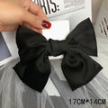 Premium Black Satin Barrettes Bow Hair Clip - style 8 / United States