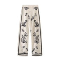 Print Suit Women Casual Lapel Long Sleeve Blouse Wide Leg Trousers