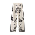 Print Suit Women Casual Lapel Long Sleeve Blouse Wide Leg Trousers - Pants / L