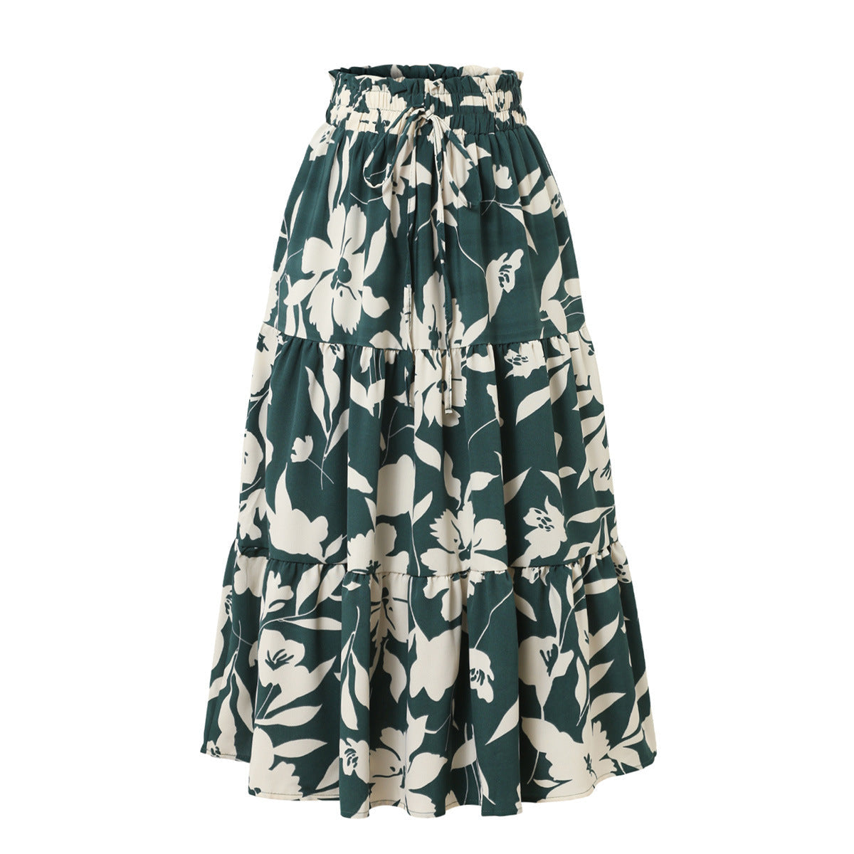 Printed A- Line Skirt Pleated Women - Green / L - Other