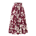 Printed A- Line Skirt Pleated Women - Wine Red / L - Other