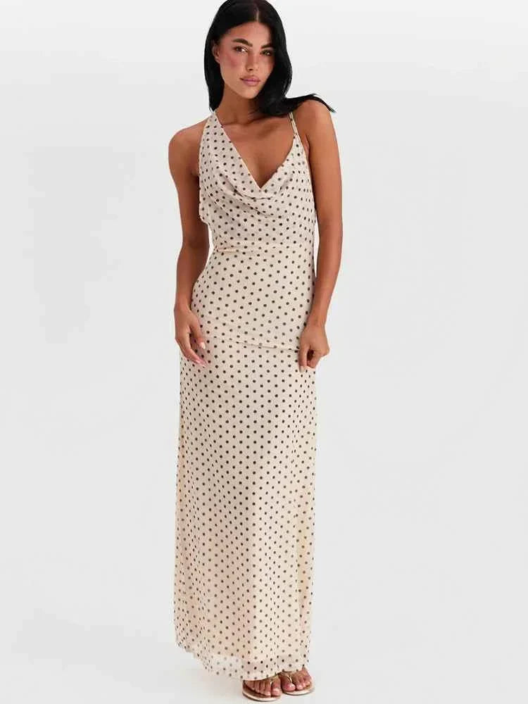 Printed Polka Dots Maxi Dress For Women