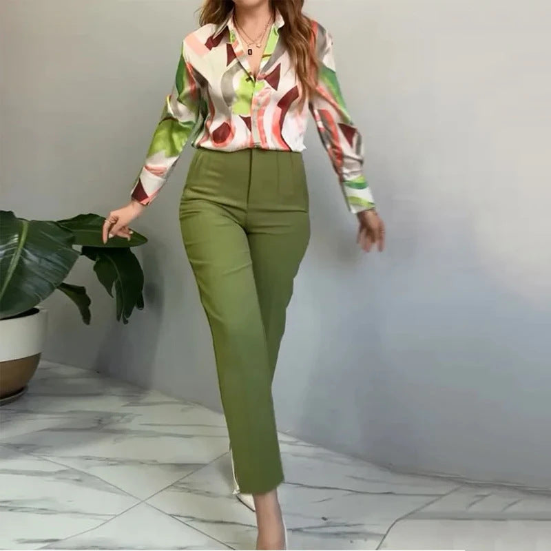 Printed Shirt Slim Trousers Casual Two-piece Suit - electronic accessories