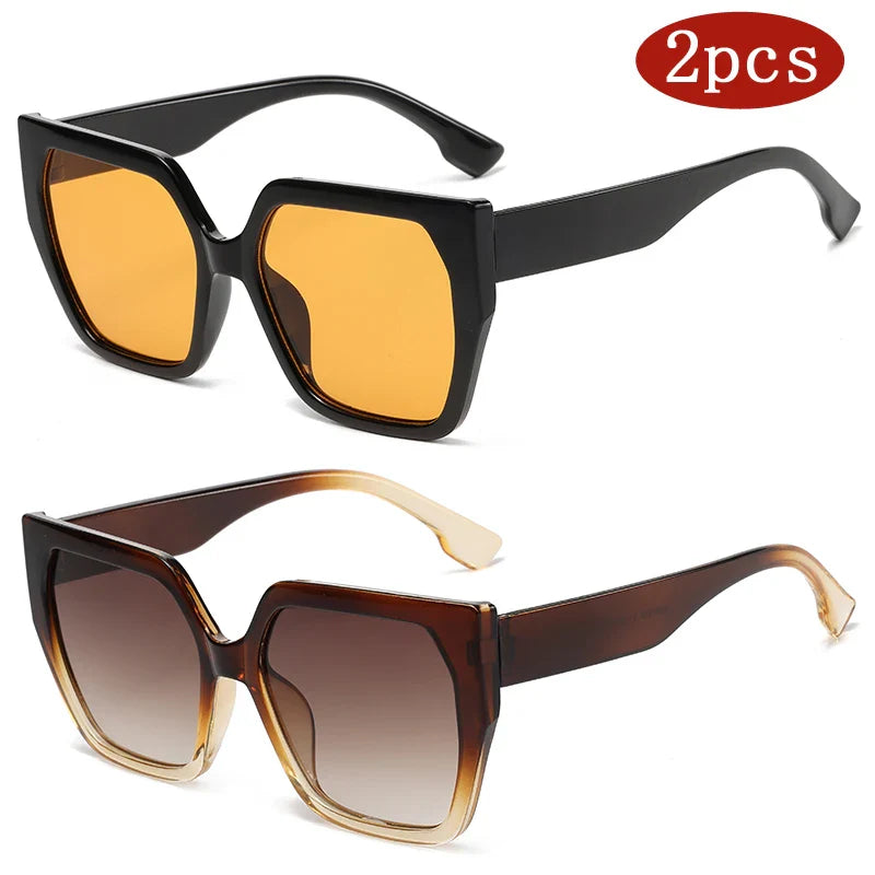 Protective Glasses 2pcs Large Frame Polygon Sunglasses - z12a