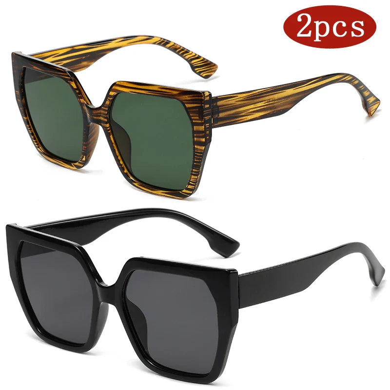 Protective Glasses 2pcs Large Frame Polygon Sunglasses - z13a