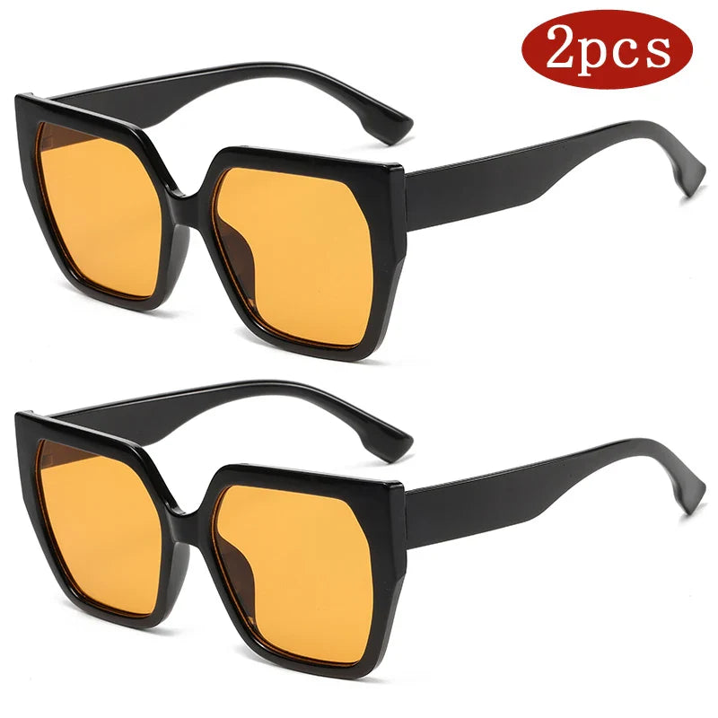 Protective Glasses 2pcs Large Frame Polygon Sunglasses - z14a