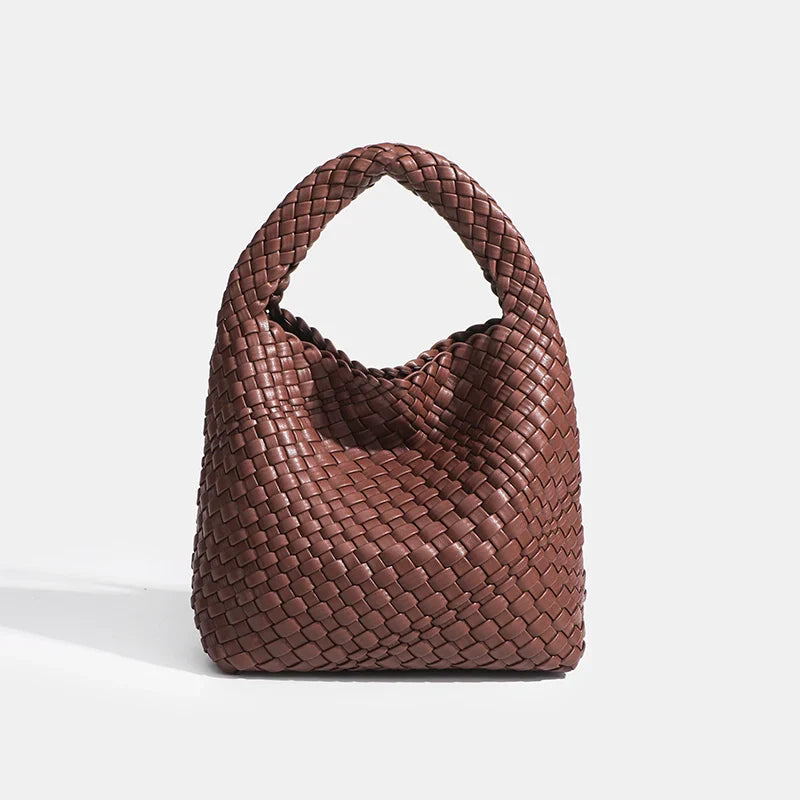 PU Small size Hand-woven Bucket Bag High Quality