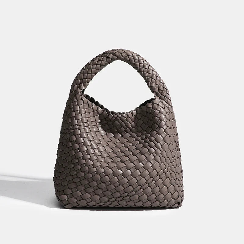 PU Small size Hand-woven Bucket Bag High Quality