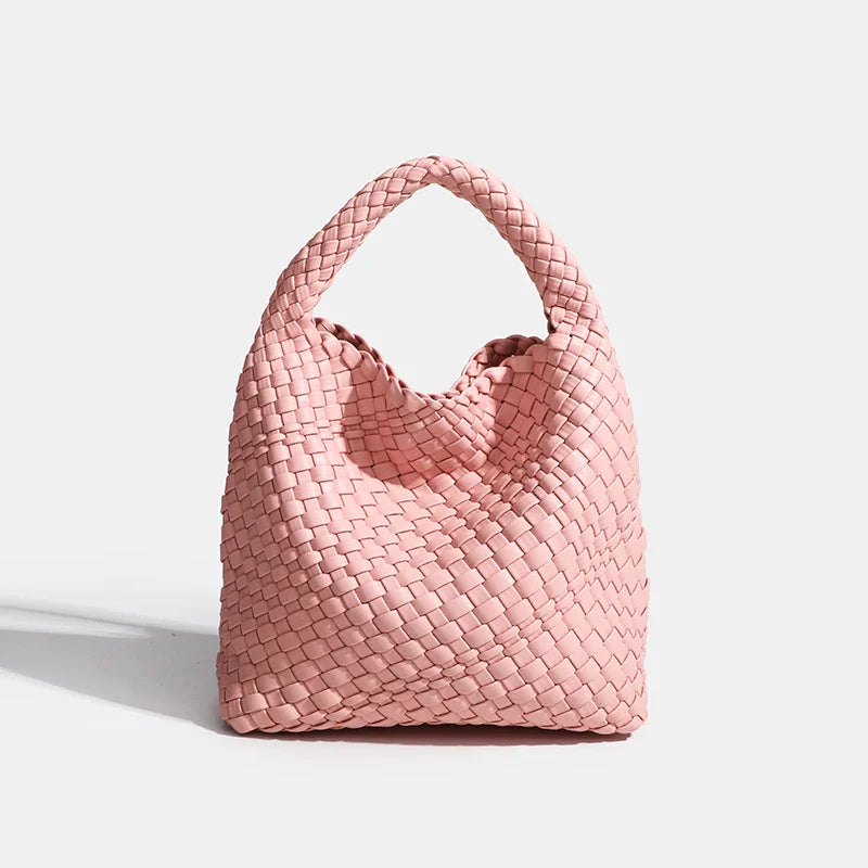 PU Small size Hand-woven Bucket Bag High Quality