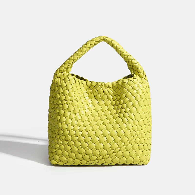 PU Small size Hand-woven Bucket Bag High Quality
