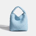 PU Small size Hand-woven Bucket Bag High Quality - Baby blue / 22cmx22cmx11cm / CHINA