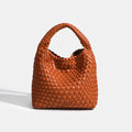 PU Small size Hand-woven Bucket Bag High Quality - Brown / 22cmx22cmx11cm / CHINA
