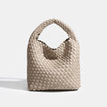 PU Small size Hand-woven Bucket Bag High Quality - Light brown / 22cmx22cmx11cm / CHINA